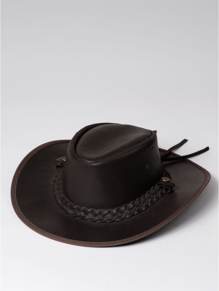 Outback III Australian Style Leather Hat in Brown