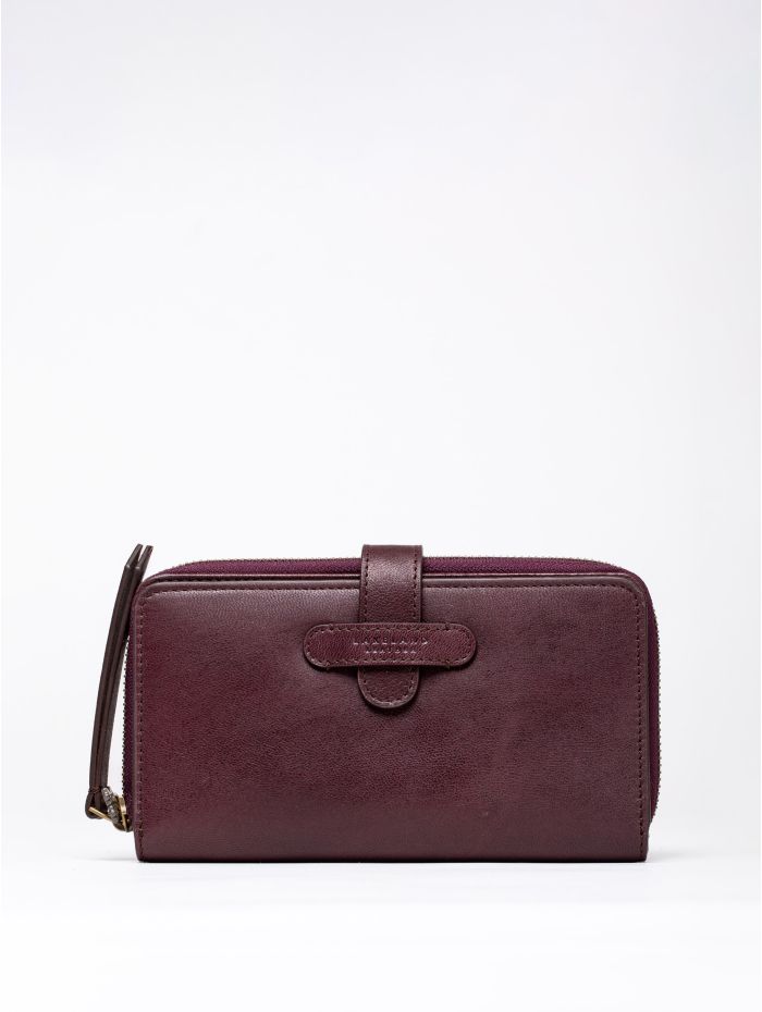 Newby Leather Tab Purse in Burgundy