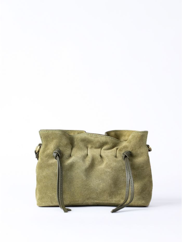 Santon Suede Cross Body Bag in Green