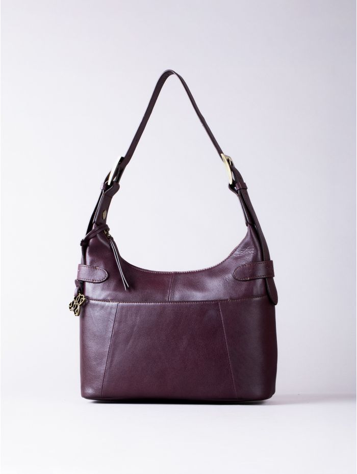Newby Leather Hobo Shoulder Bag in Burgundy