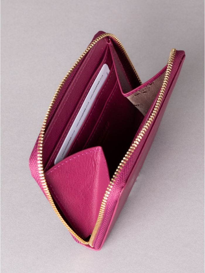 Lakeland Leather Small Leather Zip Purse in Cranberry Pink Lakeland