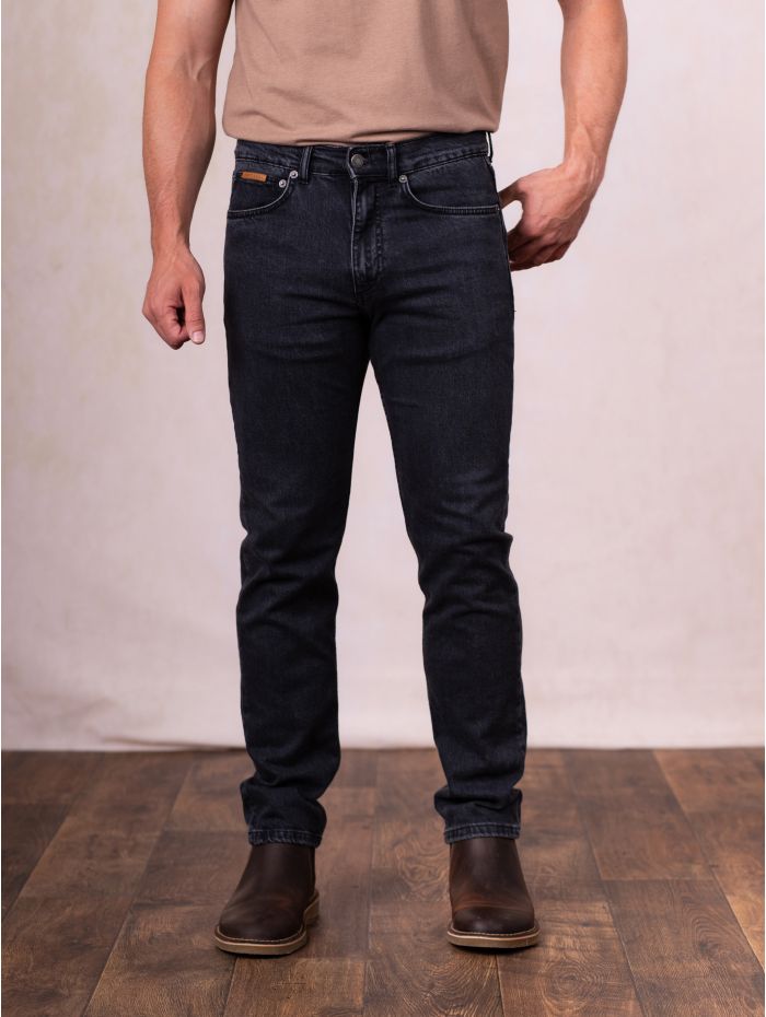 Slim Straight Jeans in Black Wash