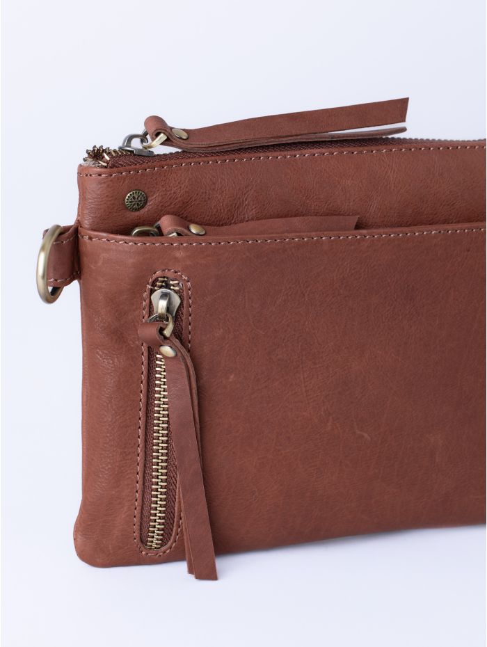 Harstone Mini Leather Cross Body Bag in Tan