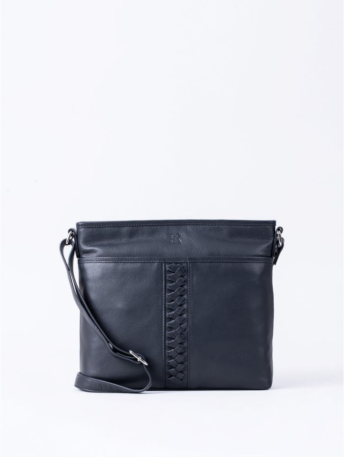 Farlam Leather Cross Body Bag in Navy