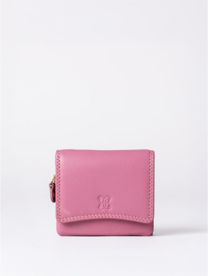 Small Leather Flapover Purse in Mauve