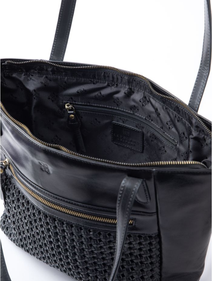 Waverton Woven Leather Tote Bag in Black