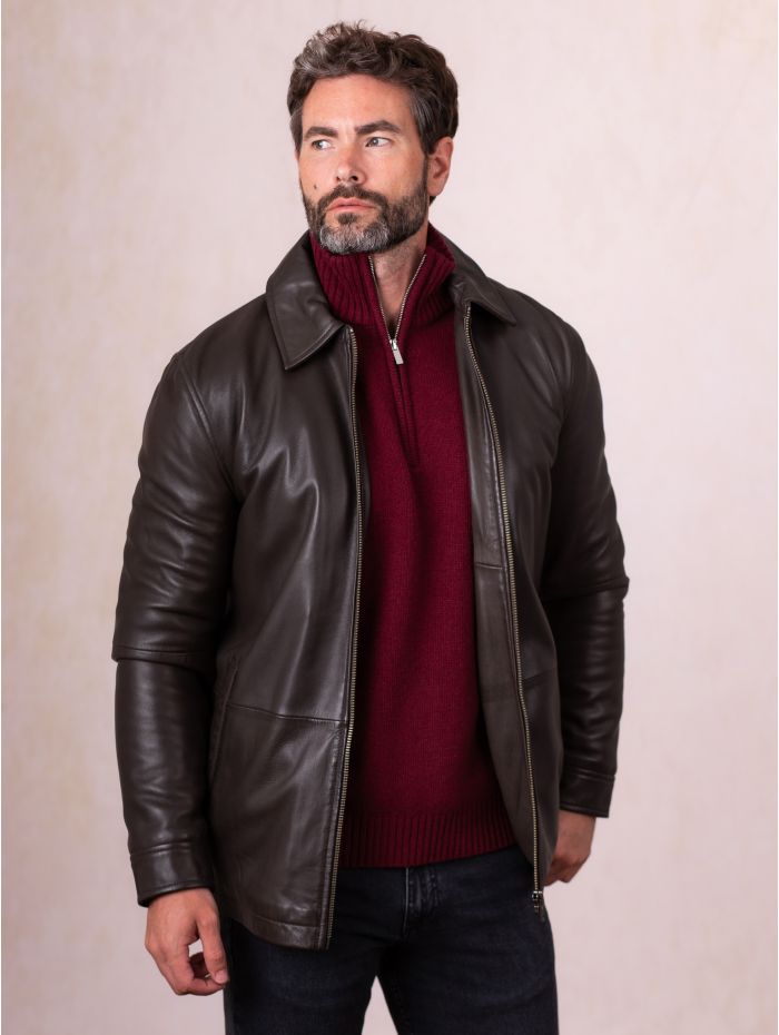 Ravenstonedale Collared Leather Jacket in Brown | Lakeland Leather