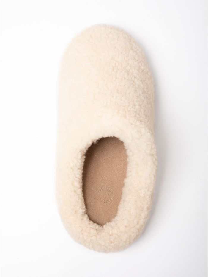 Sheepskin Wool Clog Slippers in Cream