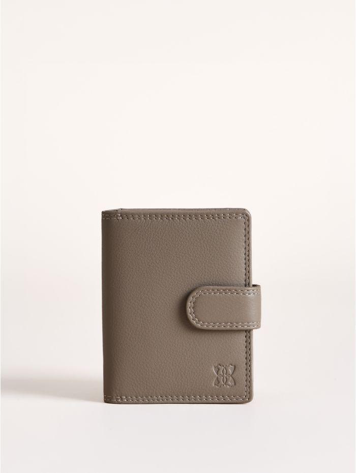 Small Leather Tab Purse in Grey