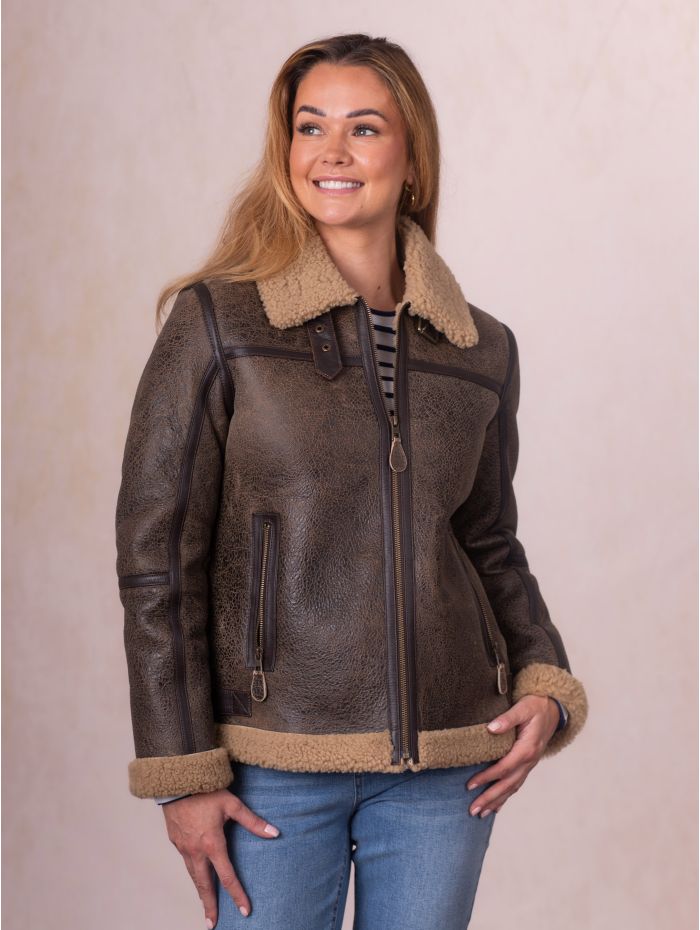 Flight Jacket Sheepskin Lined Leather Jacket RAF Sheepskin Bomber