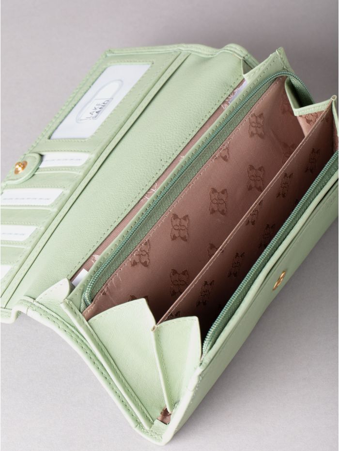 Lakeland Leather Large Leather Purse in Sage Green Lakeland Leather