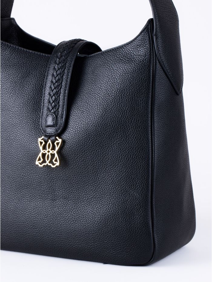 Dalston Leather Hobo Bag in Black