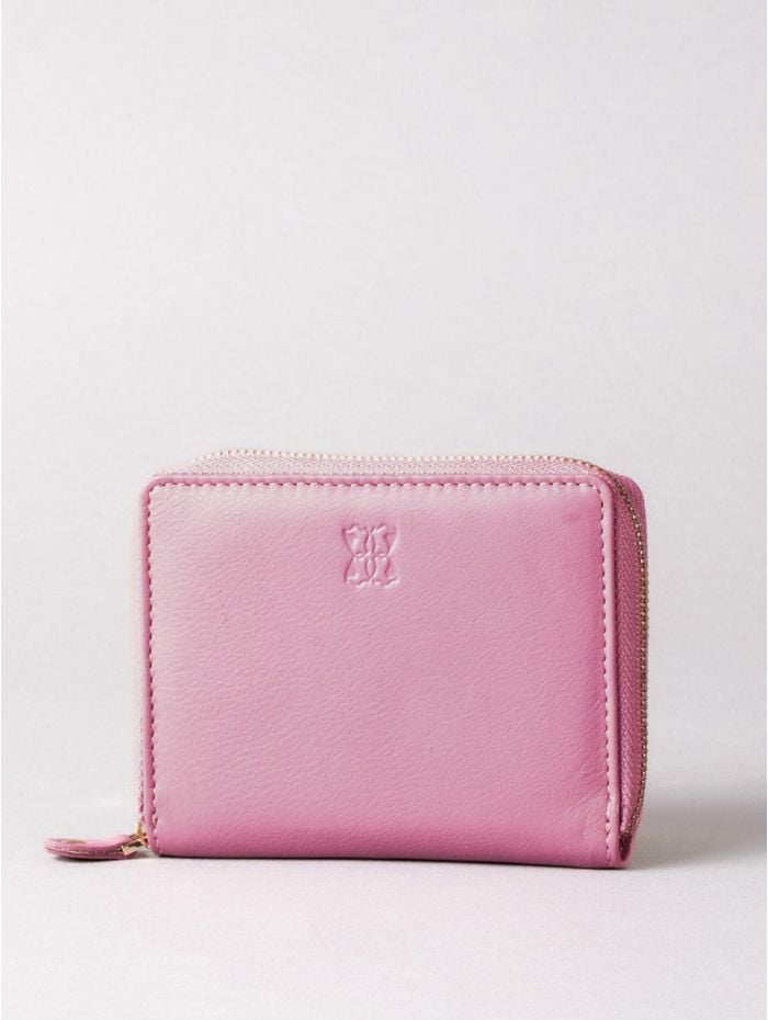 Small Leather Zip Purse in Mauve