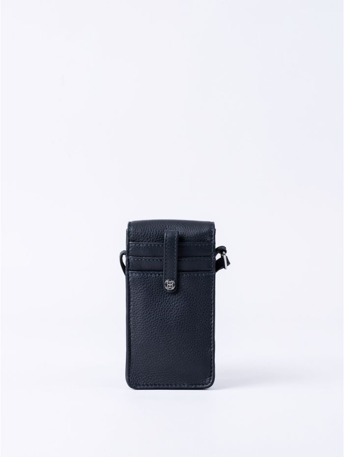 Bowness Leather Cross Body Phone Pouch in Navy