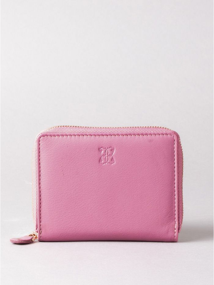 Small Leather Zip Purse in Mauve