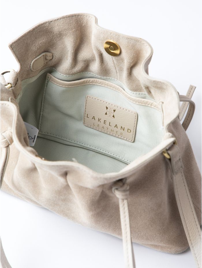 Santon Suede Cross Body Bag in Stone