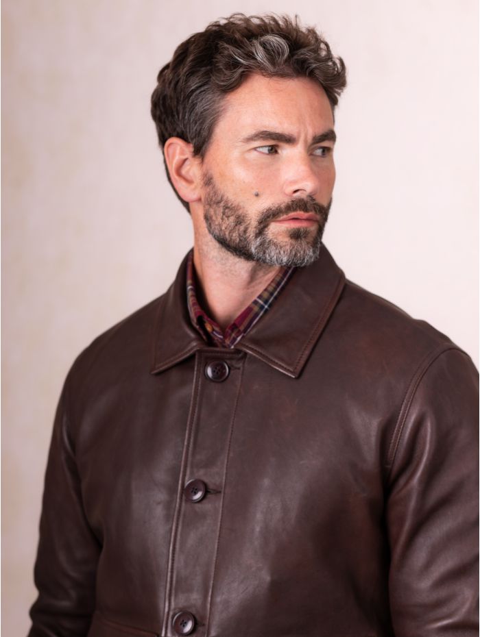 Embleton Leather Jacket in Brown