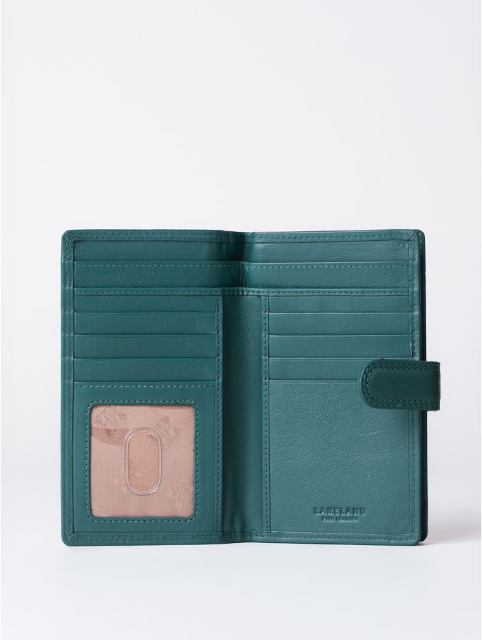 Medium Leather Tab Purse in Teal Green