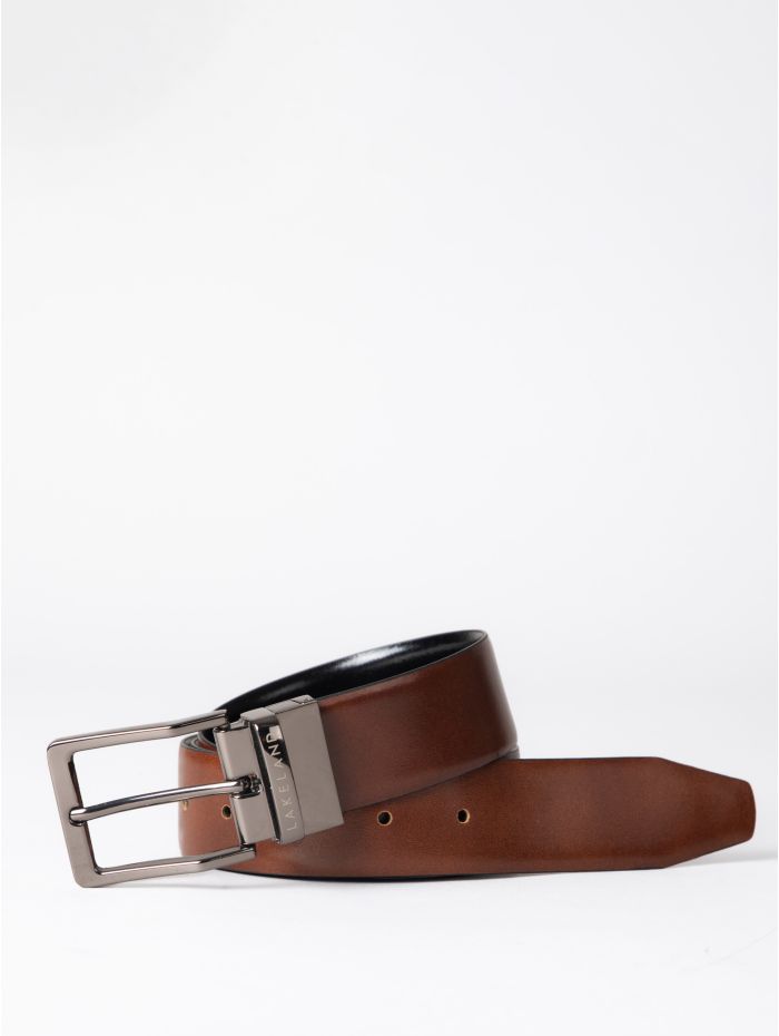 Calder Reversible Leather Belt in Black and Tan