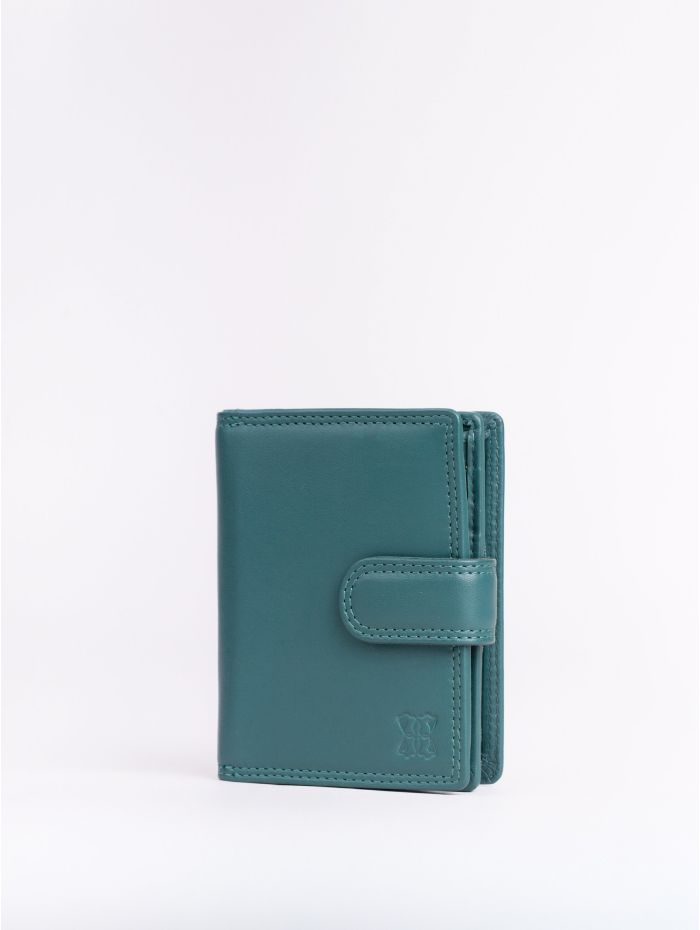 Small Leather Tab Purse in Teal