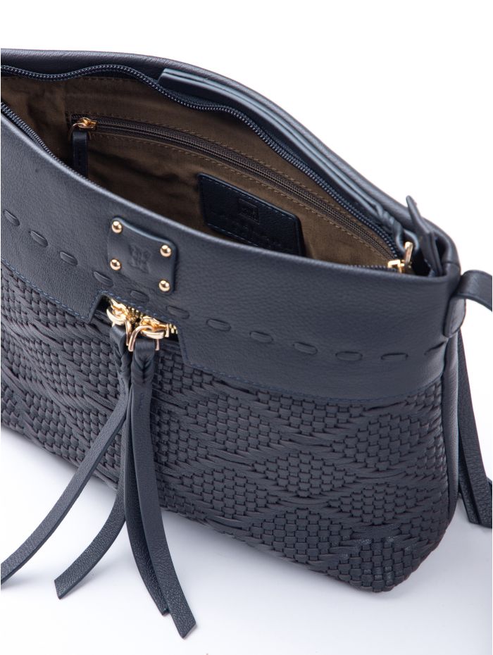 Wasdale Leather Cross Body Bag in Dark Navy