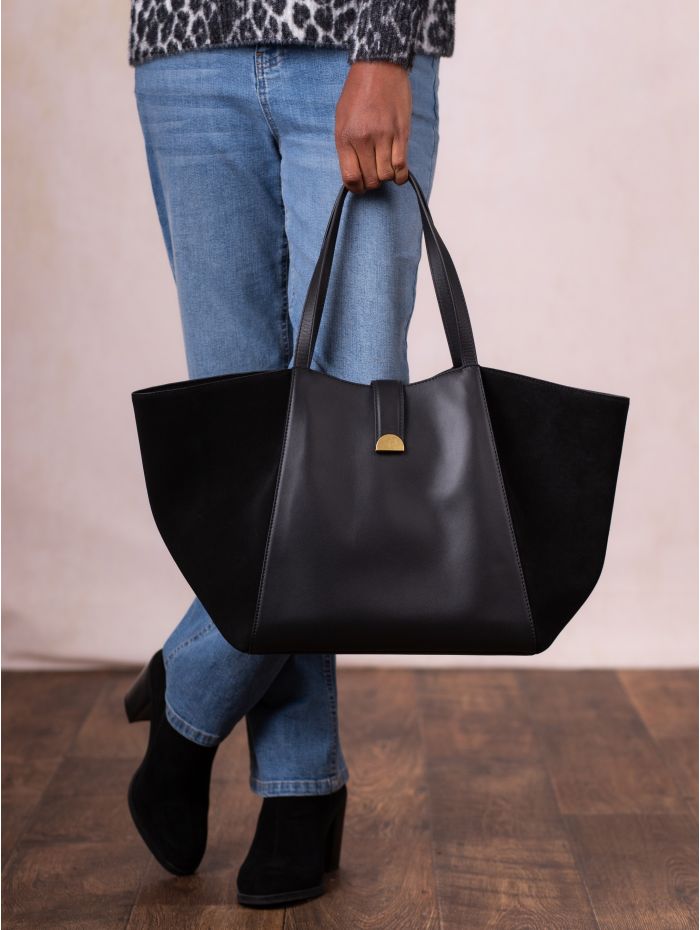 Hardwick Leather and Suede Tote Bag in Black