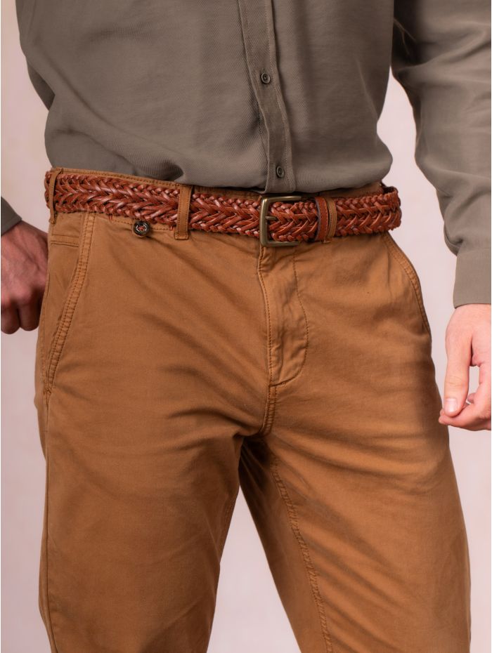 Howbeck Leather Braided Belt in Tan