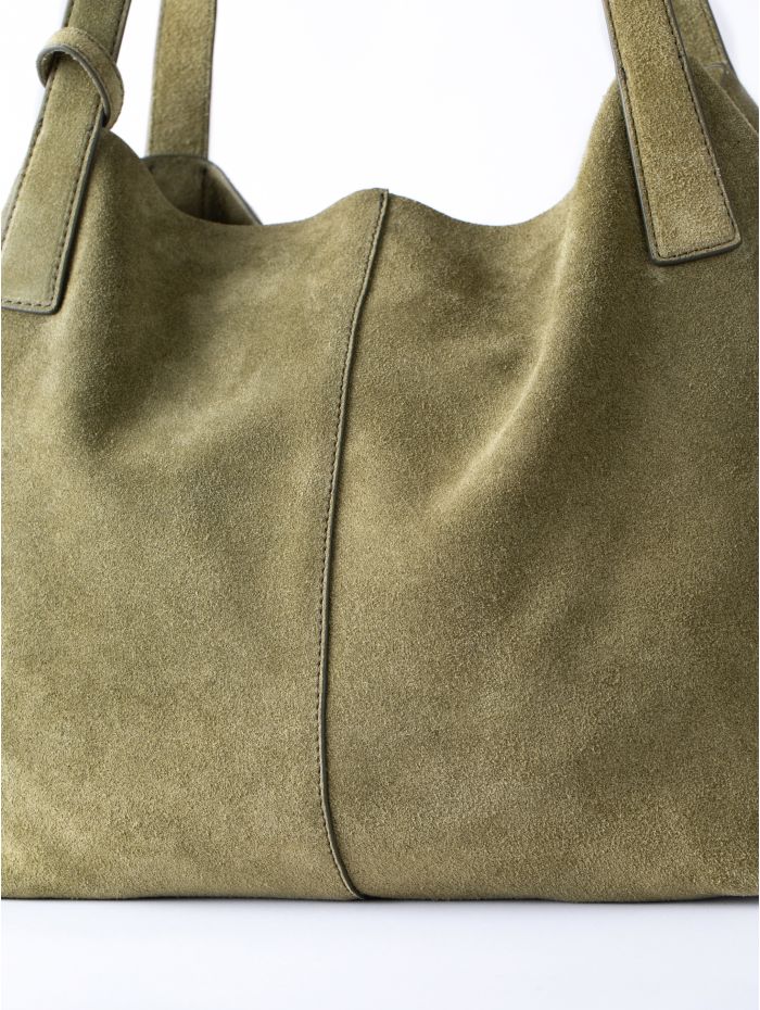 Santon Suede Tote Bag in Green