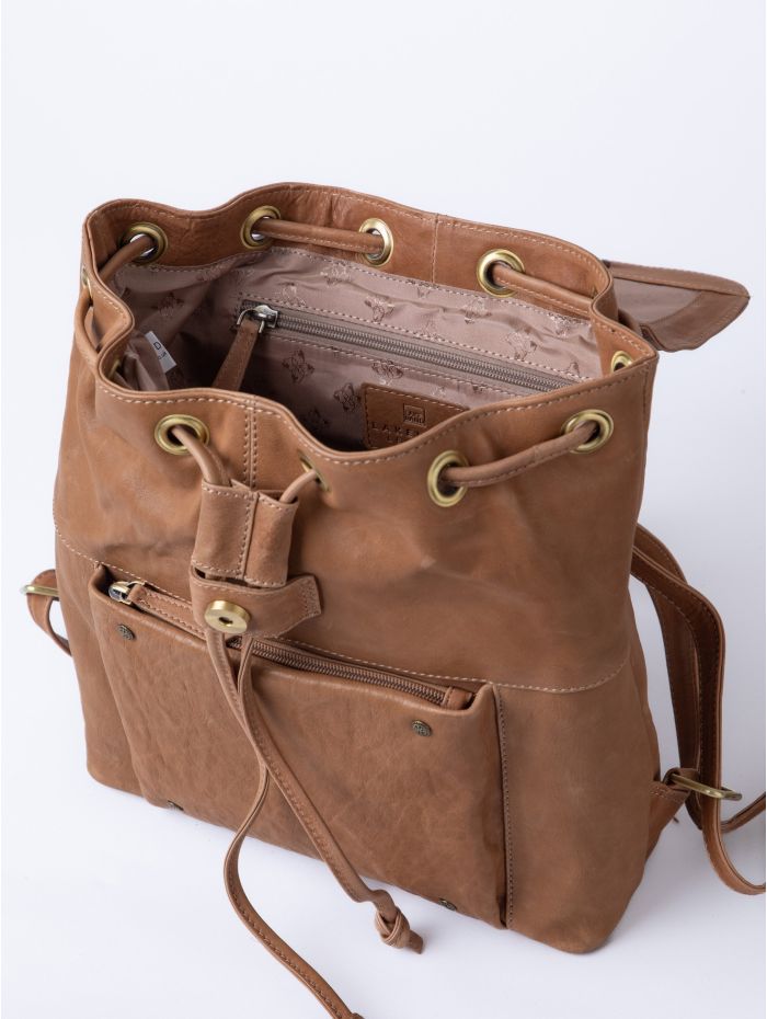 Harstone Leather Backpack in Taupe