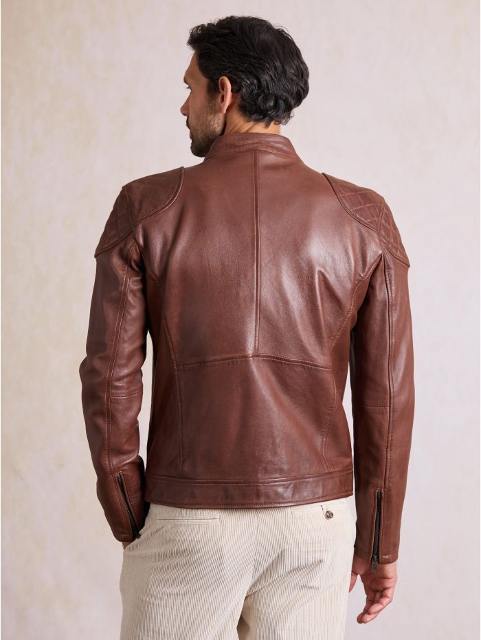 Stonecroft Leather Jacket in Dark Tan
