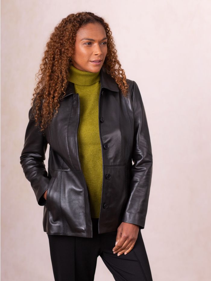Mawbray Collared Leather Jacket in Black | Lakeland Leather