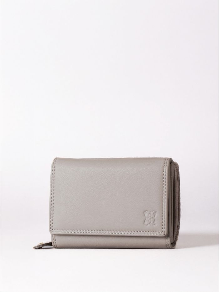 Small Leather Purse in Grey