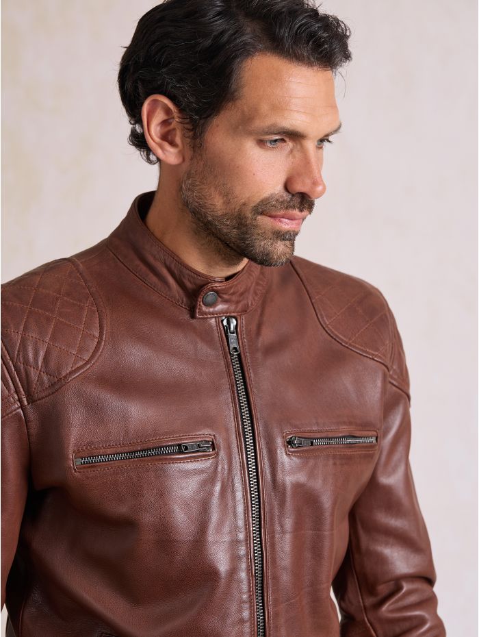 Stonecroft Leather Jacket in Dark Tan