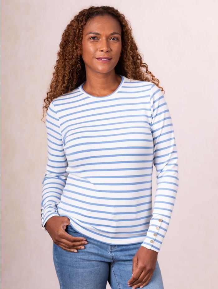 Everly Striped Top in Blue