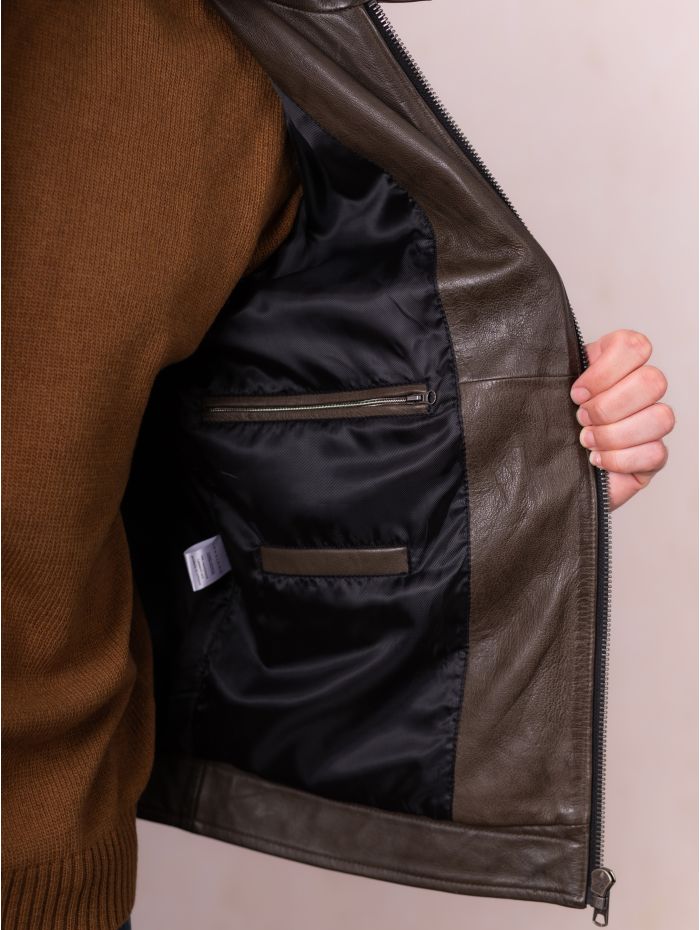 Stonecroft Leather Jacket in Olive