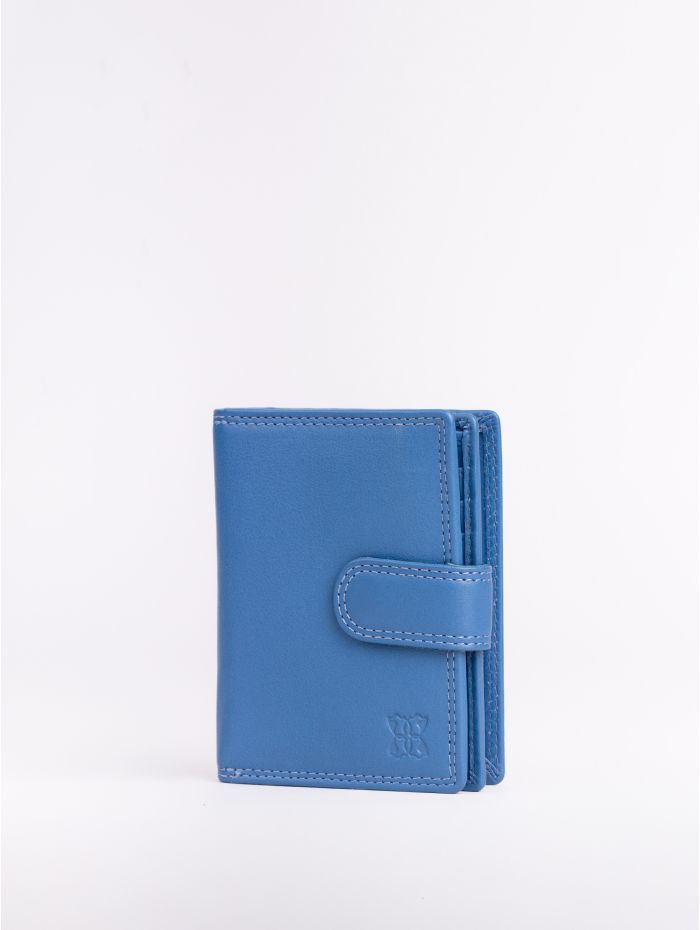 Small Leather Tab Purse in Blue