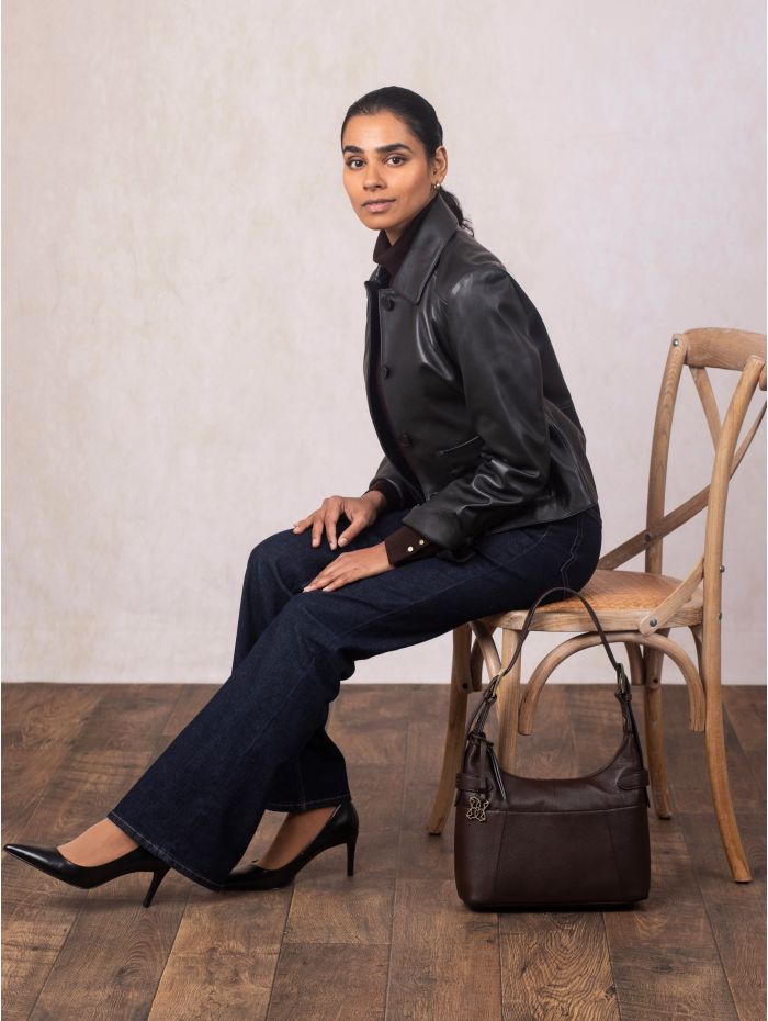 Kendal Collared Leather Jacket in Black