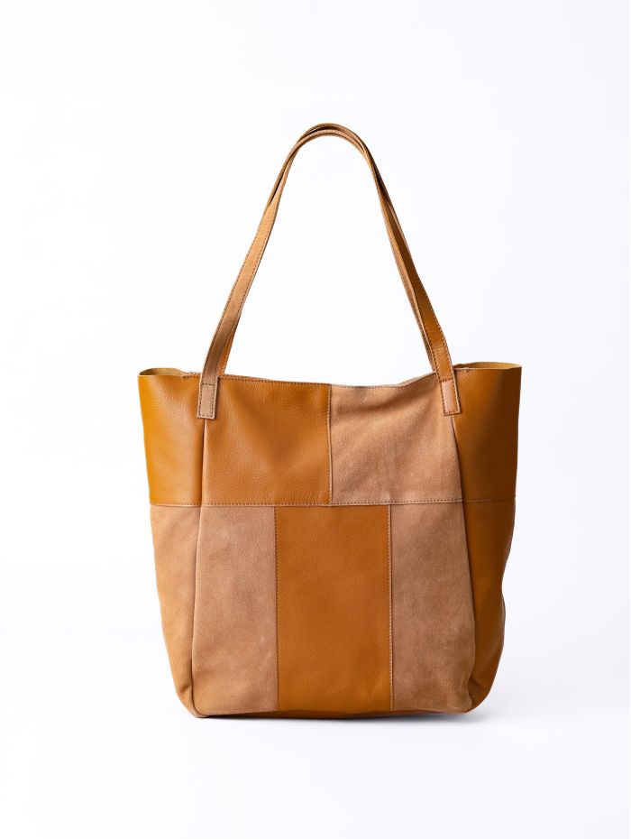 Tarn Hows Leather and Suede Tote Bag in Tan