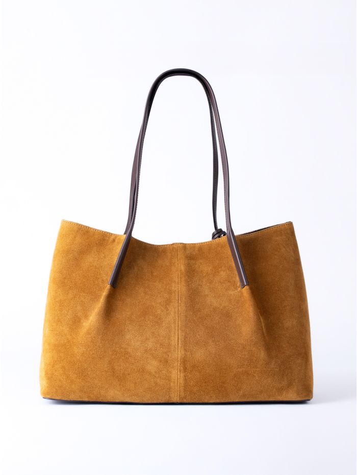 Mirehouse Suede Tote Bag in Cognac