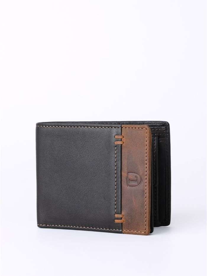 Stitch Leather Bi-Fold Wallet in Brown