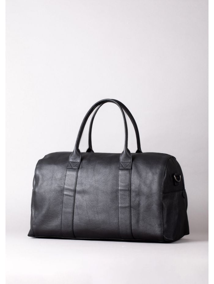 Shoregill Small Leather Holdall in Black