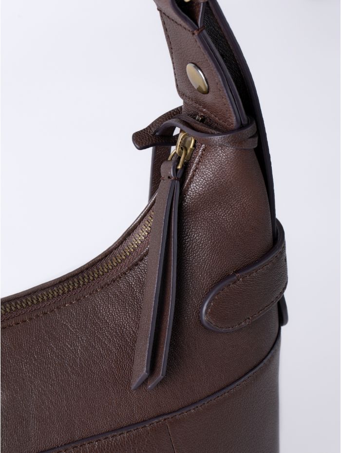 Newby Leather Hobo Shoulder Bag in Chocolate