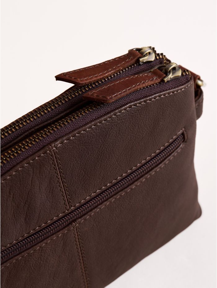 Hartsop Zip Leather Cross Body Bag in Brown