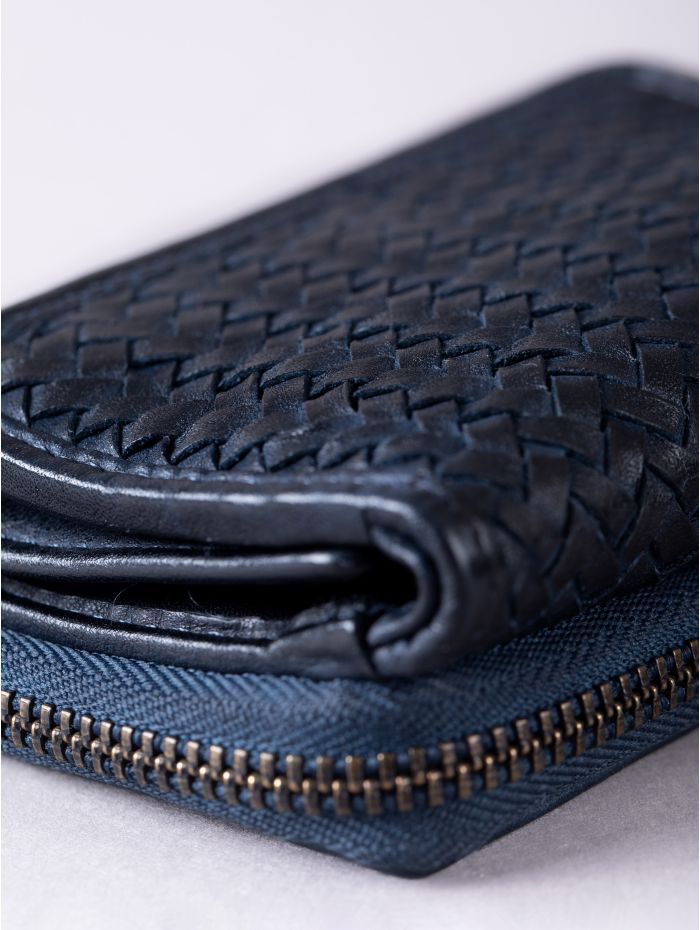 Wreay Small Leather Purse in Navy