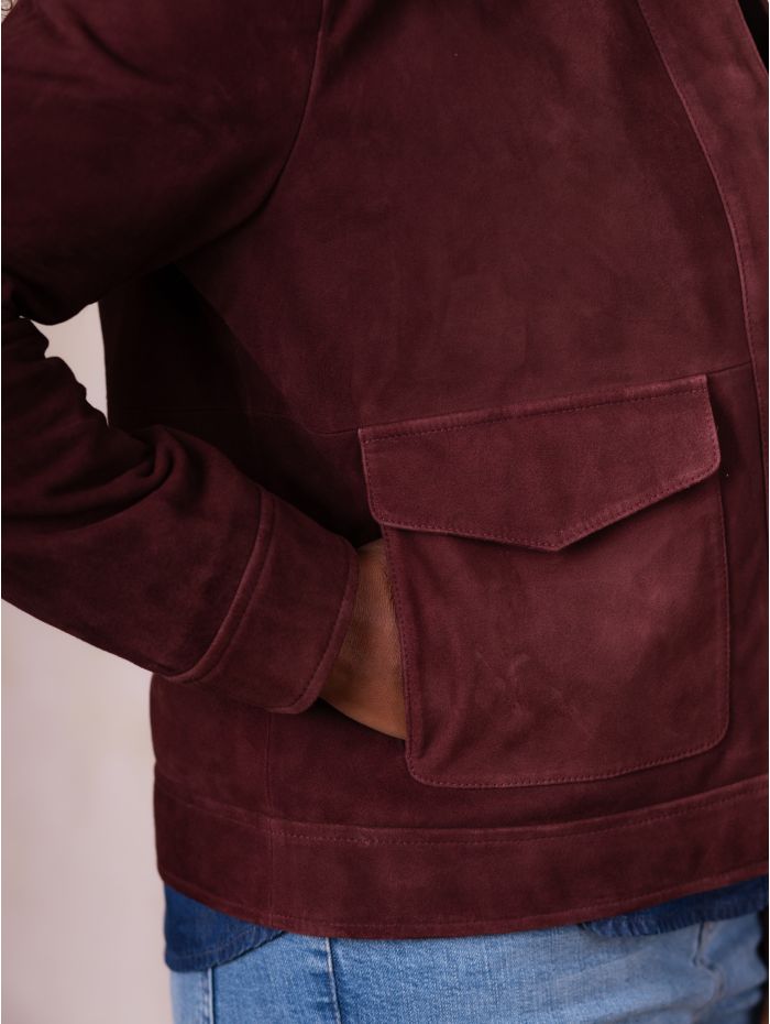 Southey Suede Jacket in Burgundy