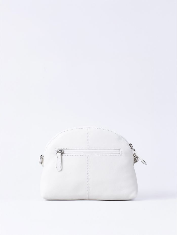 Elterwater Curved Leather Cross Body Bag in White