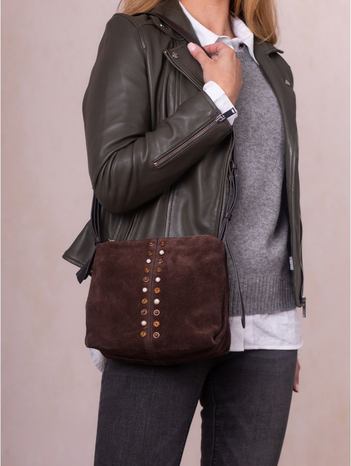 Buttermere Suede Cross Body Bag in Chocolate Brown