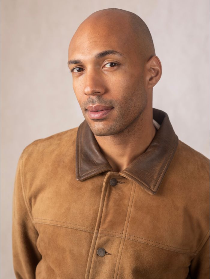 Crummock Collared Suede Jacket in Camel