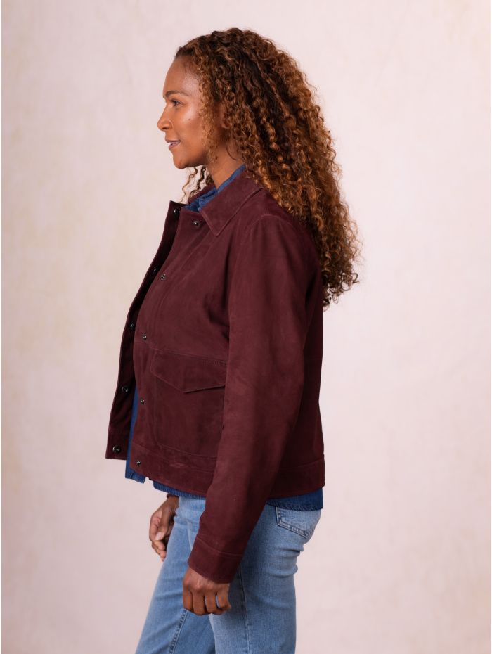 Southey Suede Jacket in Burgundy