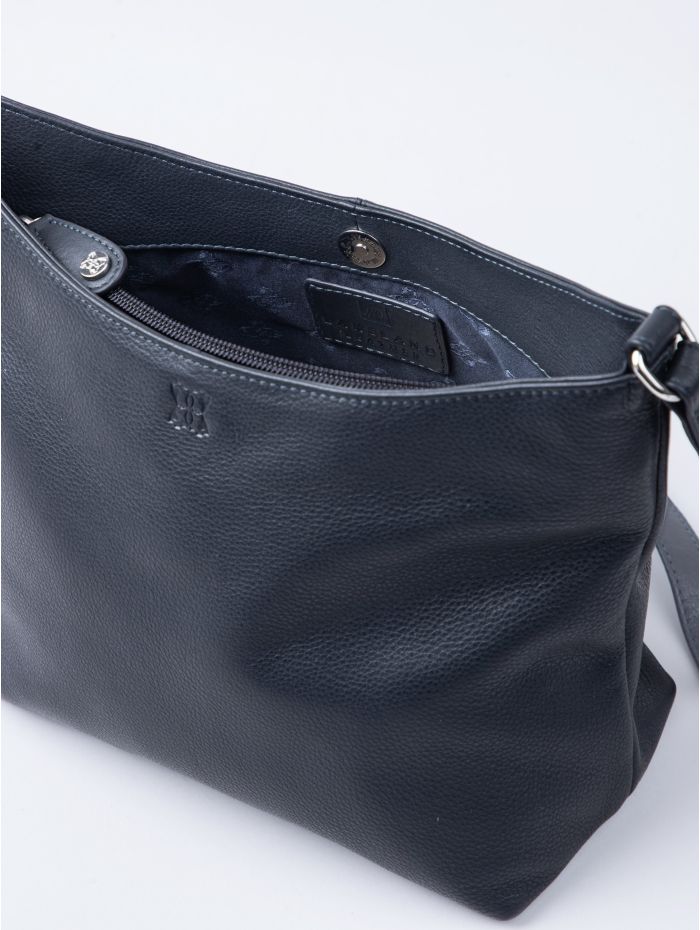 Grasmere Leather Cross Body Bag in Navy